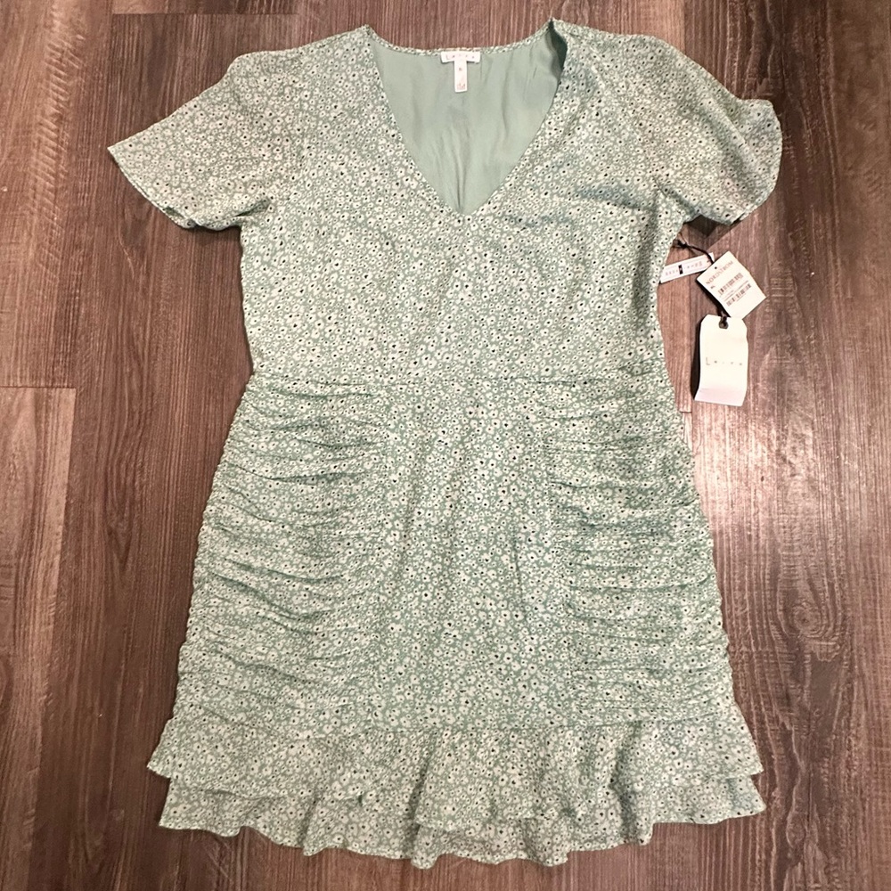 Leith Green Wing Layla Dense Floral Mini Dress